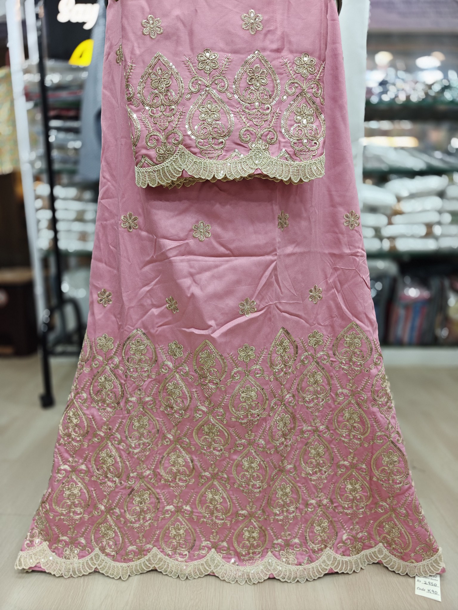  Pink Golden Embroidered Rida 